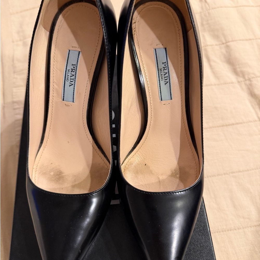 Prada Black Leather Heels
